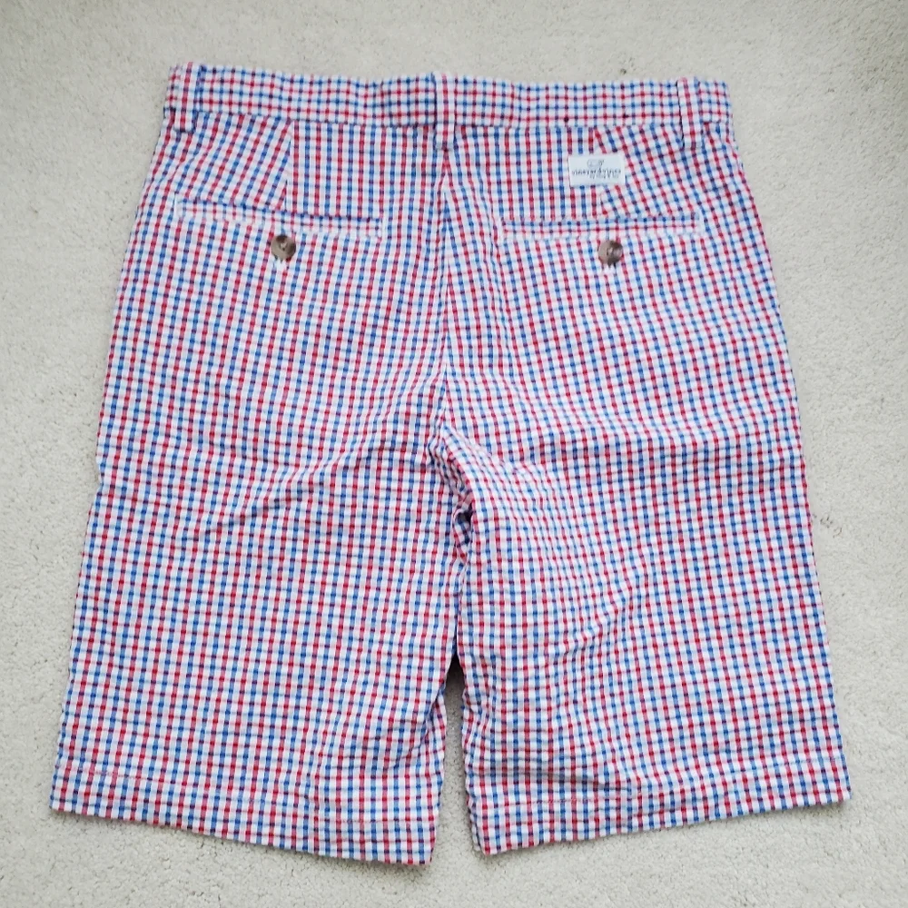 SOLD Vineyard Vines Boys Red, White And Blue Gingham Seersucker Shorts sz14 - Picture 14 of 16
